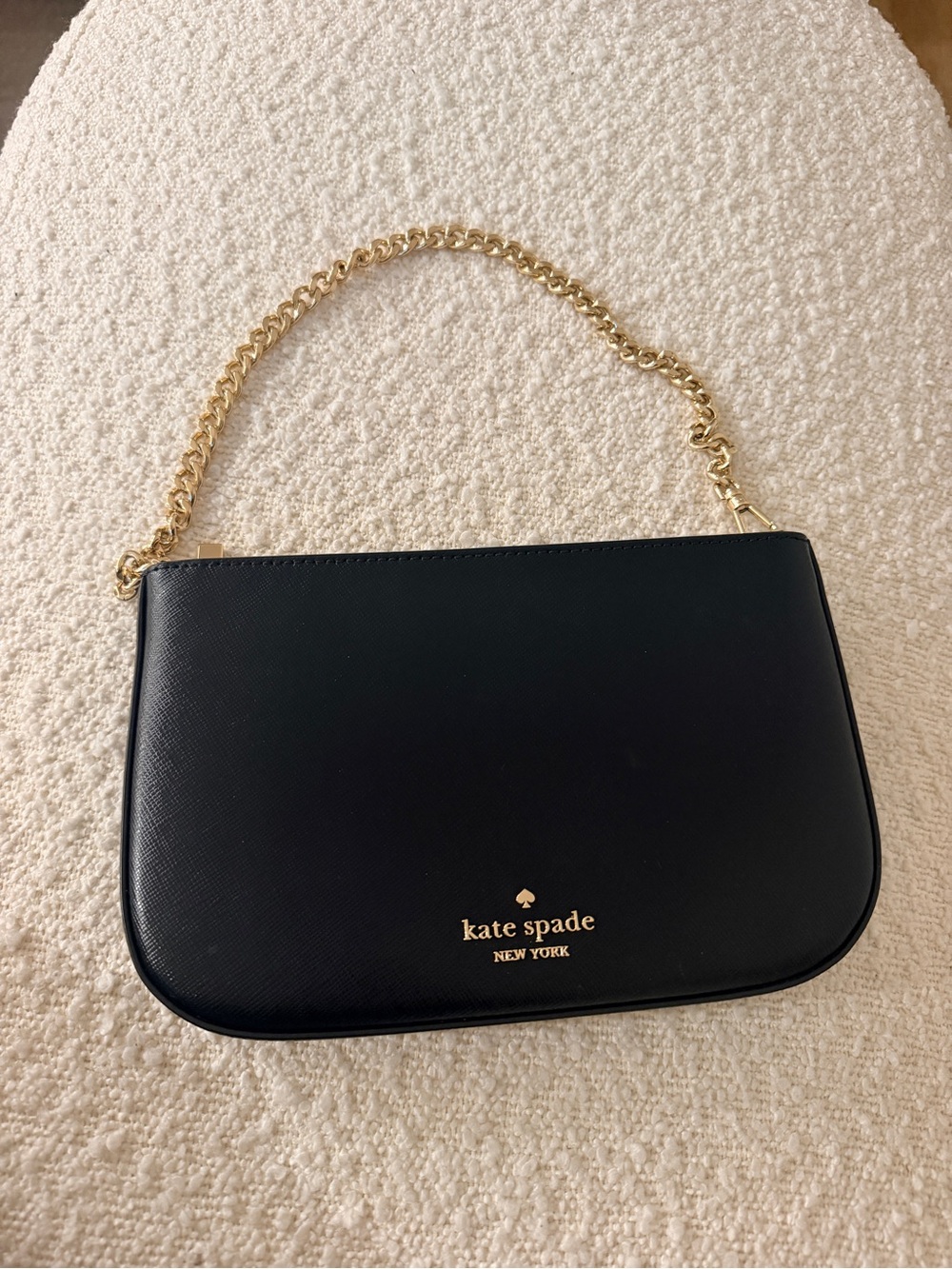 LIKE NEW kate spade Black Saffiano Leather Shoulder Bag with Gold Chain Strap